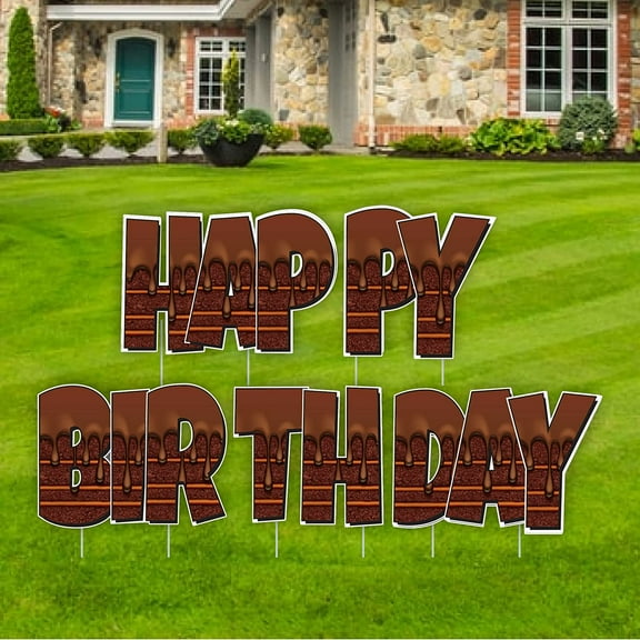 VictoryStore Chocolate Cake EZ Happy Birthday Display, Chocolate Cake Themed Birthday Decorations, 20358