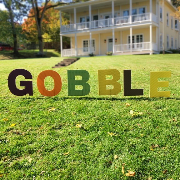 VictoryStore Gobble Thanksgiving Yard Decorations Display, 6pcs Includes Stakes, 12884, Gobble Yard Letters, 100% Waterproof