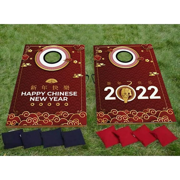 VictoryStore Happy Chinese New Year 2022 Cornhole Game Set, Chinese New Year, Year of the Tiger Bag-Toss Game (19992)