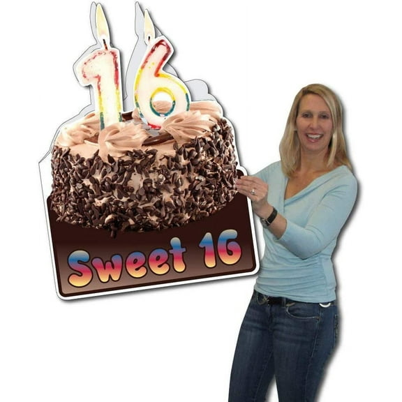 VictoryStore Jumbo Greeting Cards: Giant Birthday Card (Sweet Sixteen), 2 feet x 3 feet Card with Envelope