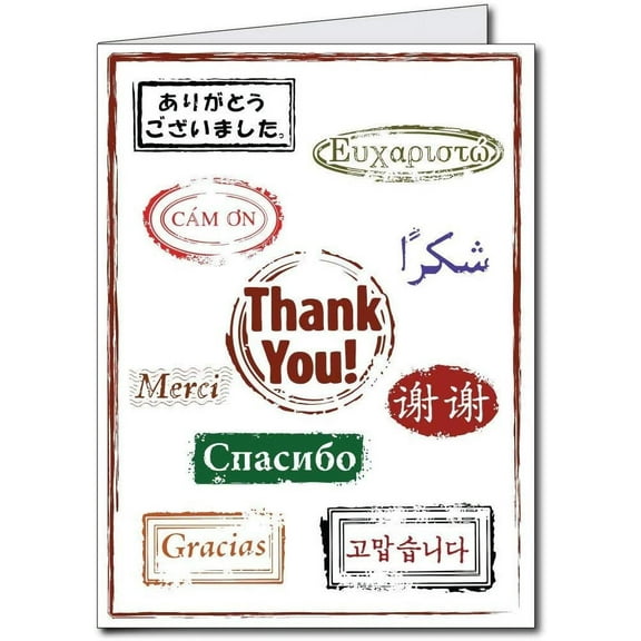 VictoryStore Jumbo Greeting Cards: Giant Thank You Card (Thank you in Lots of Languages), 2 feet x 3 feet Card with Envelope