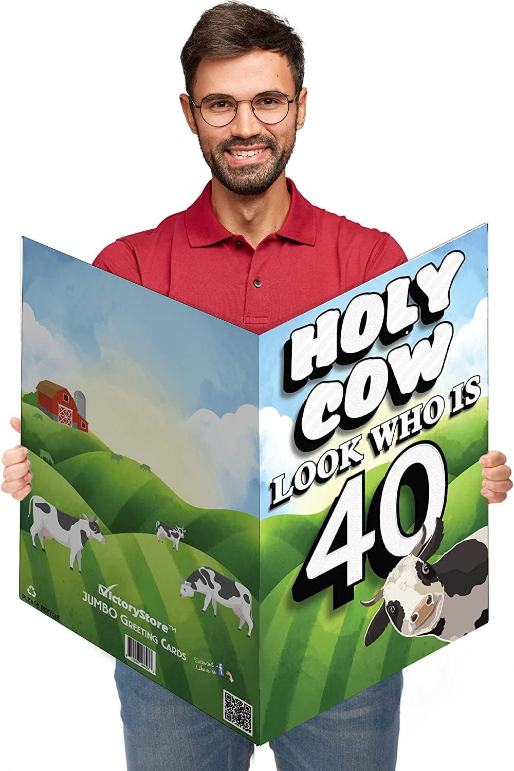 VictoryStore Jumbo Holy Cow Look Who Is 40 Birthday Card, 24" x 36"