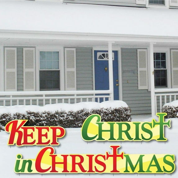 VictoryStore Keep Christ in Christmas Religious Decorations Set, Outdoor Holiday Décor- 10 Stakes Included
