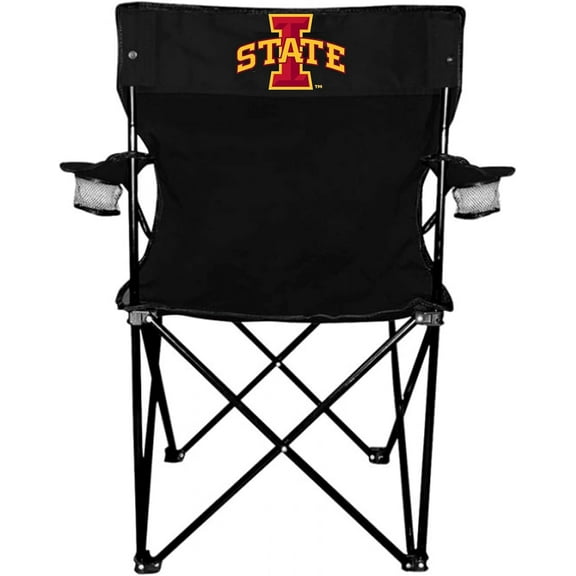 VictoryStore Outdoor Camping Chair - Iowa State University Block I Logo Black Folding Camping Chair with Carry Bag