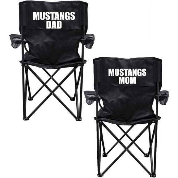 VictoryStore Outdoor Camping Chair - Mustangs Parents 2 Black Folding Camping Chair Set of 2 with Carry Bags
