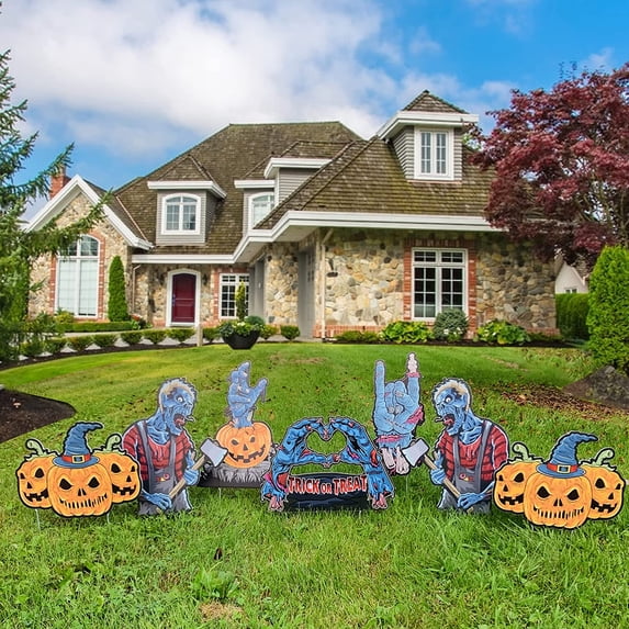 VictoryStore Scary Zombie Lawn Decorations Set, Outdoor Trick or Treat Decor, Set of 7 (19470)
