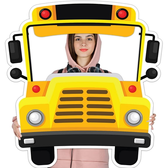 VictoryStore School Bus Photo Booth Frame - 35x38 Inch Selfie Prop