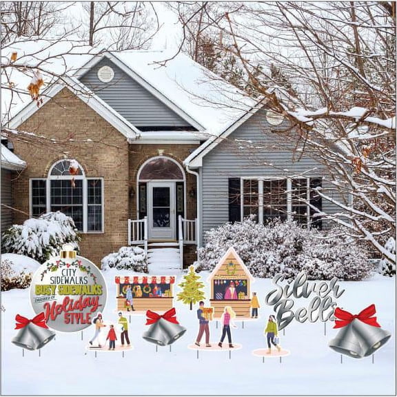 VictoryStore Silver Bells Christmas Song Yard Decorations Set, Outdoor Holiday Decor 11 PC SET (13617)