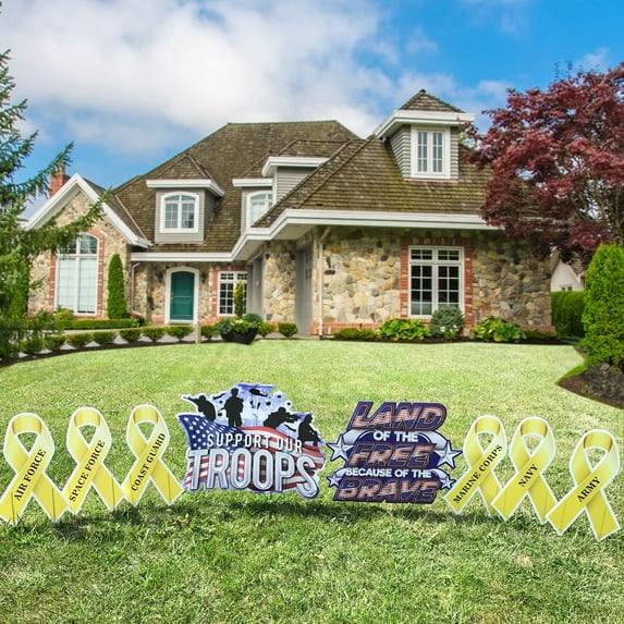 VictoryStore Support Our Troops Yard Decoration Set, 8 Pieces, Includes Stakes, 19555