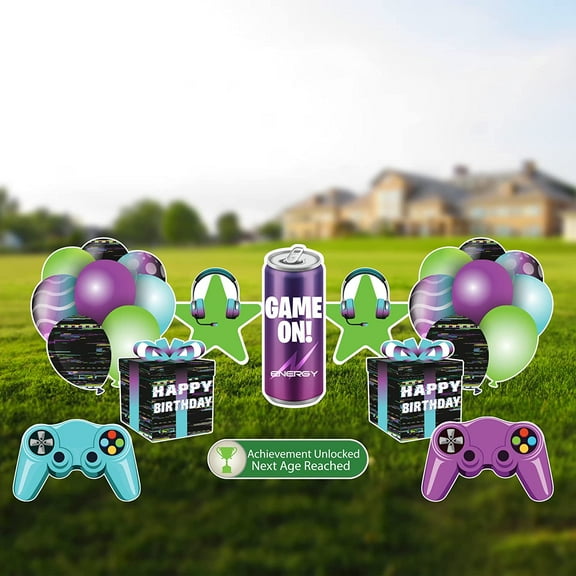 VictoryStore Video Gamer Birthday Decorations Set, Video Game Themed Birthday Party Supplies, 10 Piece Set 19429