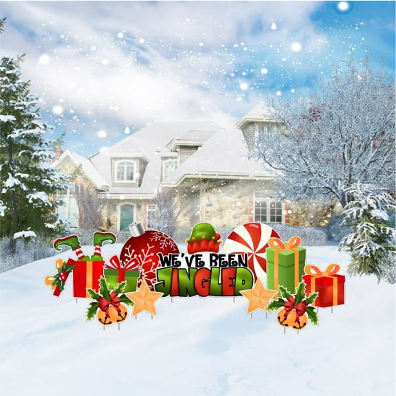 VictoryStore We've Been Jingled Christmas Yard Decoration Set, Outdoor Holiday Decorations, 11 PC SET (19750)