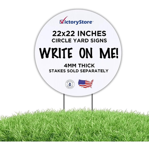 VictoryStore Yard Sign Outdoor Lawn Decorations: Circle Yard Sign 22 inches Corrugated Plastic Blanks 4 millimeters Thick - Set of 248