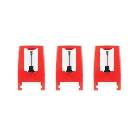 3 Pack Turntable Replacement Needles for Victrola Record Players - Red