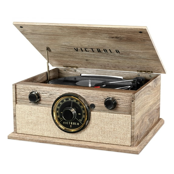 Victrola 4-in-1 Cambridge Farmhouse Modern Bluetooth Turntable with FM Radio