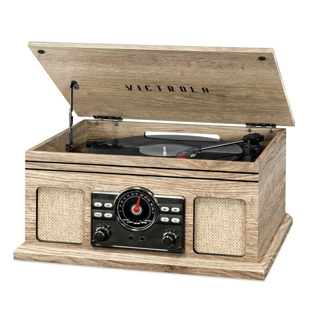 Victrola 4-in-1 Nostalgic Bluetooth Record Player with 3-Speed Record Turntable and FM Radio - Farmhouse Oatmeal