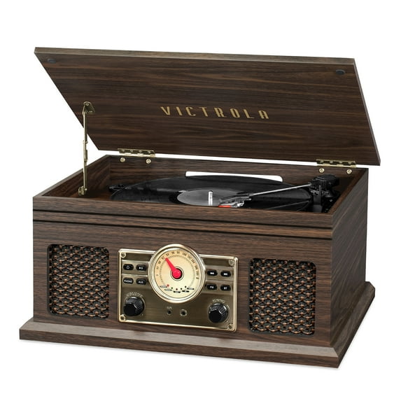 Victrola 4-in-1 Nostalgic Bluetooth Record Player with 3-Speed Record Turntable and FM Radio