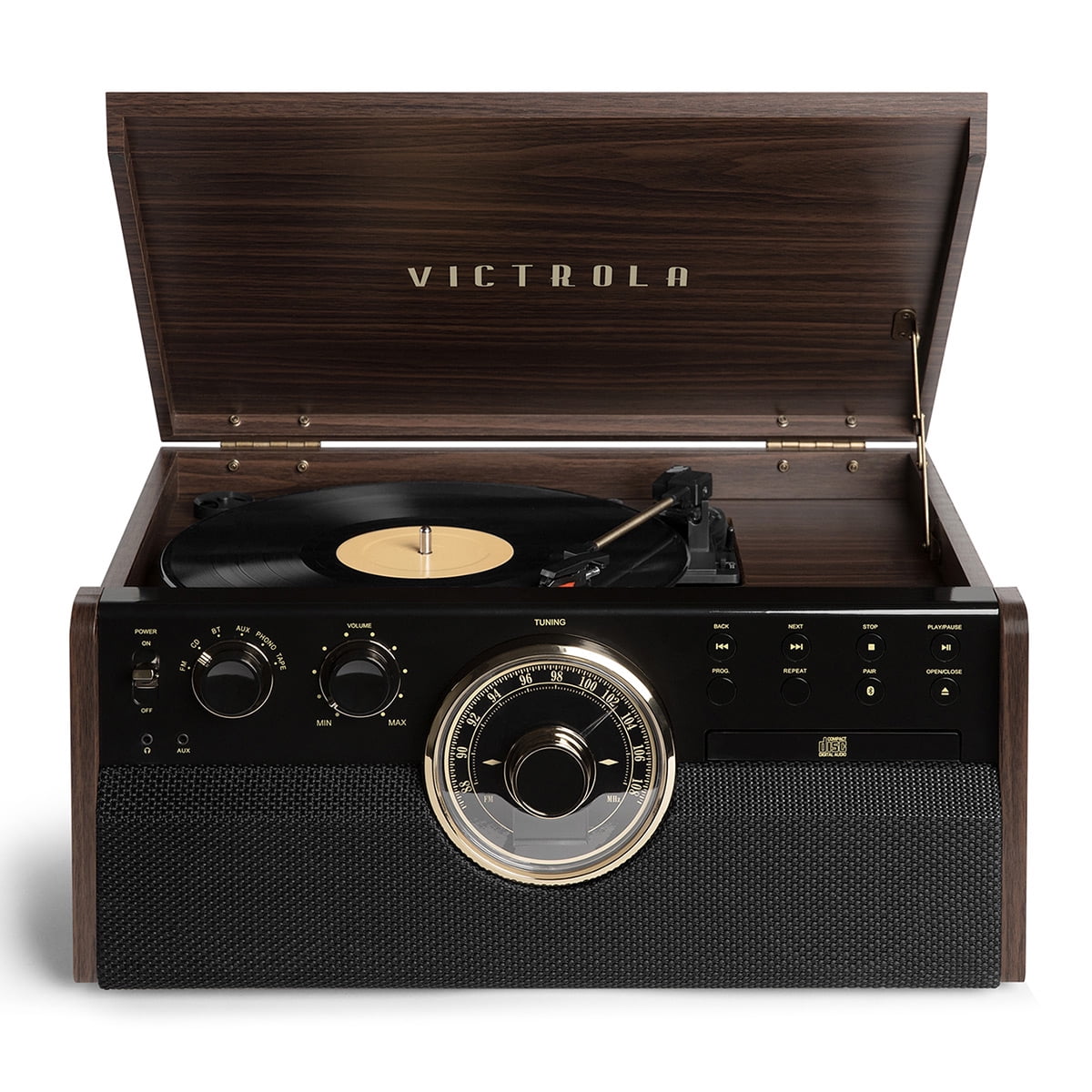 Victrola 7in1 Wood Bluetooth Mid Century Record Player with 3Speed