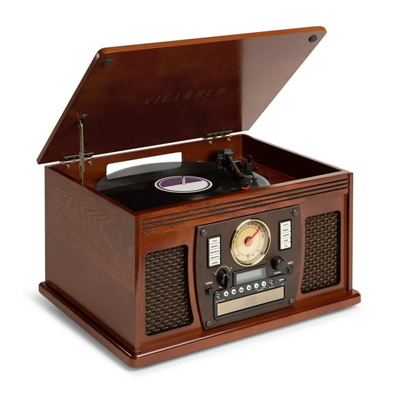 Victrola 8-in-1 Navigator Bluetooth Record Player & Multimedia Center, Built-in Stereo Speakers - Turntable, Wireless Music Streaming