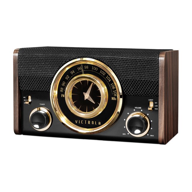 Victrola Bluetooth Analog Clock Radio, Espresso