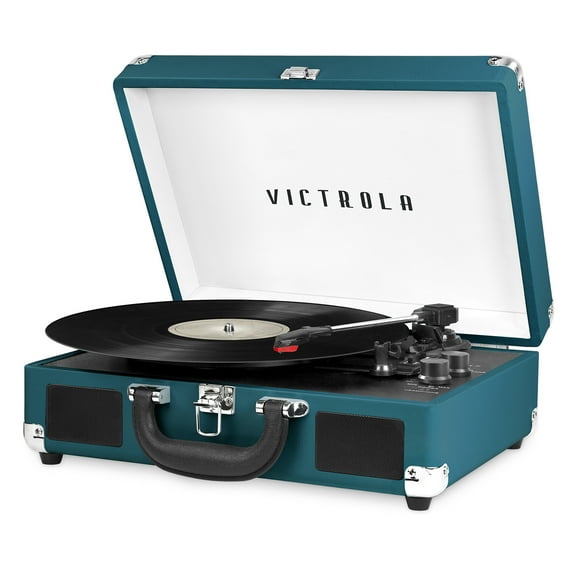 Victrola Bluetooth Portable Suitcase Record Player with 3-Speed Turntable - Blue Coral