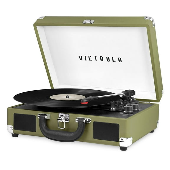 Victrola Bluetooth Portable Suitcase Record Player with 3-Speed Turntable - Olive Green