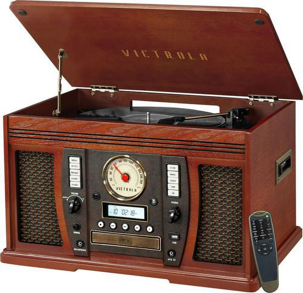 Victrola レコードプレーヤー Bluetooth対応 Victrola - Bluetooth Stereo Audio System - Mahogany - Walmart.com