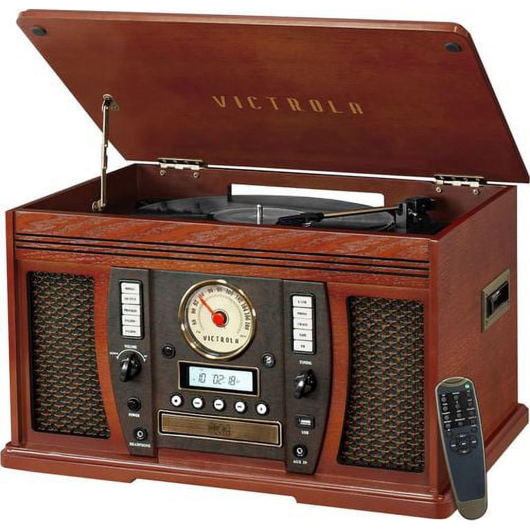 Victrola レコードプレーヤー Bluetooth対応 Victrola - Bluetooth Stereo Audio System - Mahogany - Walmart.com