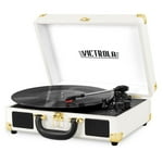 Victrola Journey Bluetooth Portable Suitcase Record Player - with Built-in Speakers, 3 Speed Vinyl Record Player, RCA Out, Headphone Jack (White)