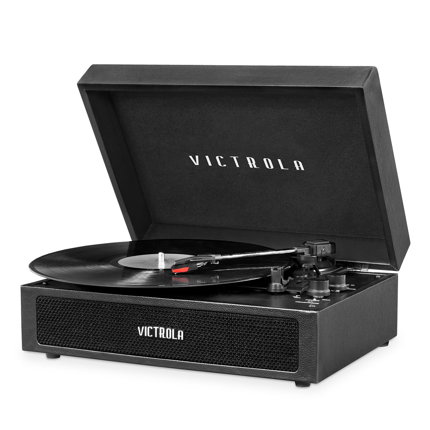 Victrola Black Portable Bluetooth Record Player with 3-Speed Turntable
