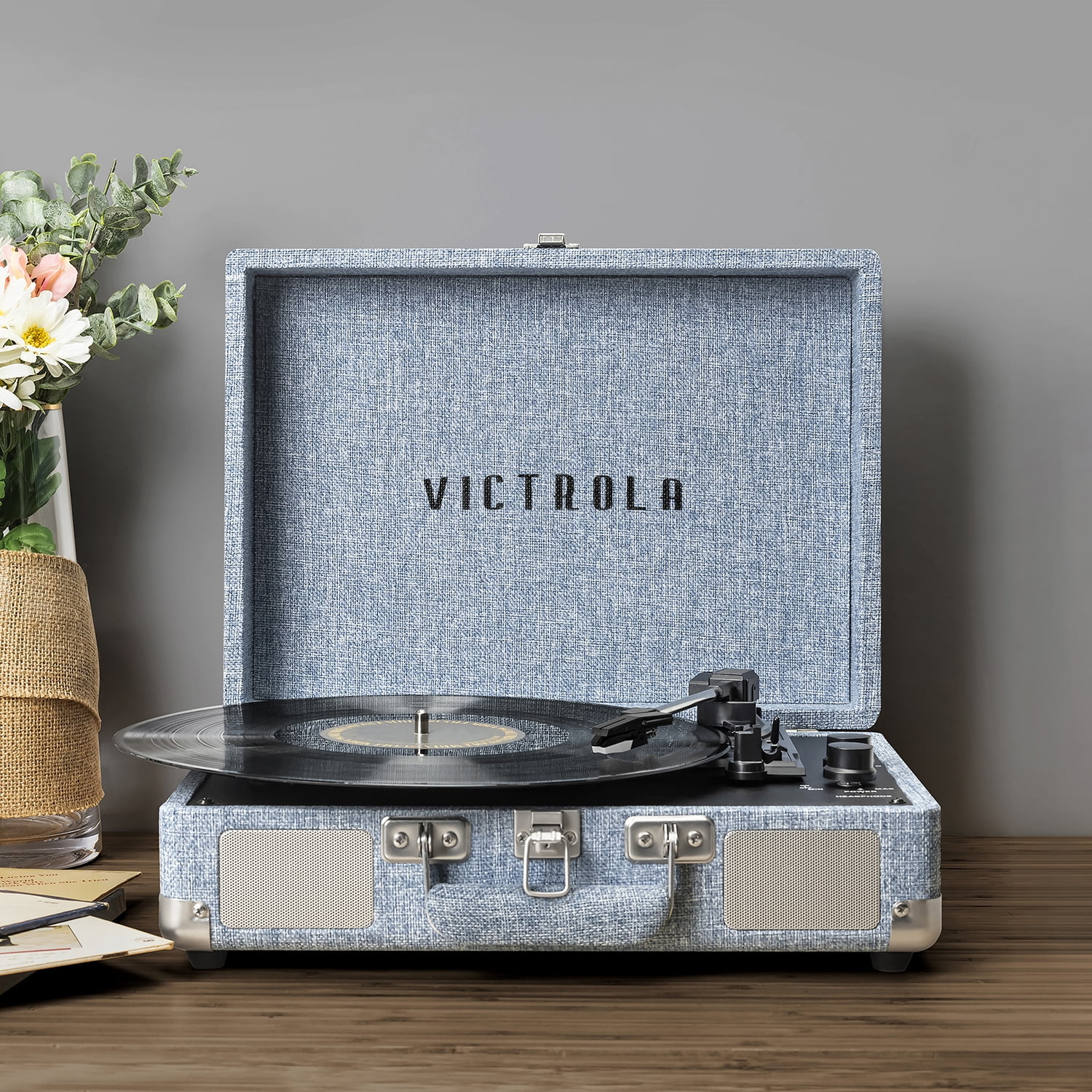 Victrola Journey+ Signature Bluetooth Suitcase Record Player- Blue