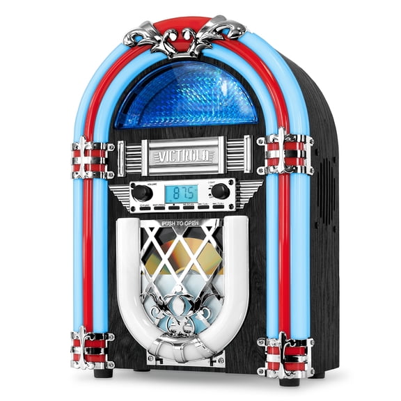 Victrola NostalgicWood Bluetooth CD Player Jukebox, Silver, 816203016973