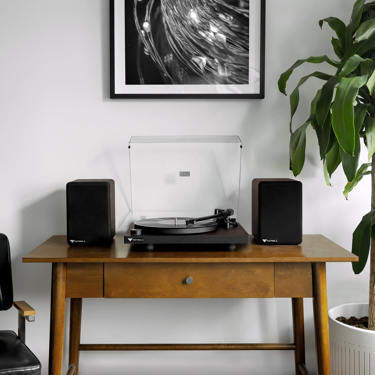Espresso Belt Drive Turntable System with Bluetooth Speakers