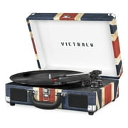 Victrola The Journey Bluetooth Suitcase Record Player with 3-speed Turntable Union Jack