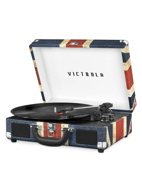 Victrola The Journey Bluetooth Suitcase Record Player with 3-speed Turntable (Union Jack)
