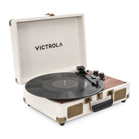 Victrola Venture Bluetooth Portable Mid-Century Modern Suitcase Record Player with 3-Speed Turntable & Built-in Speakers  | Oak