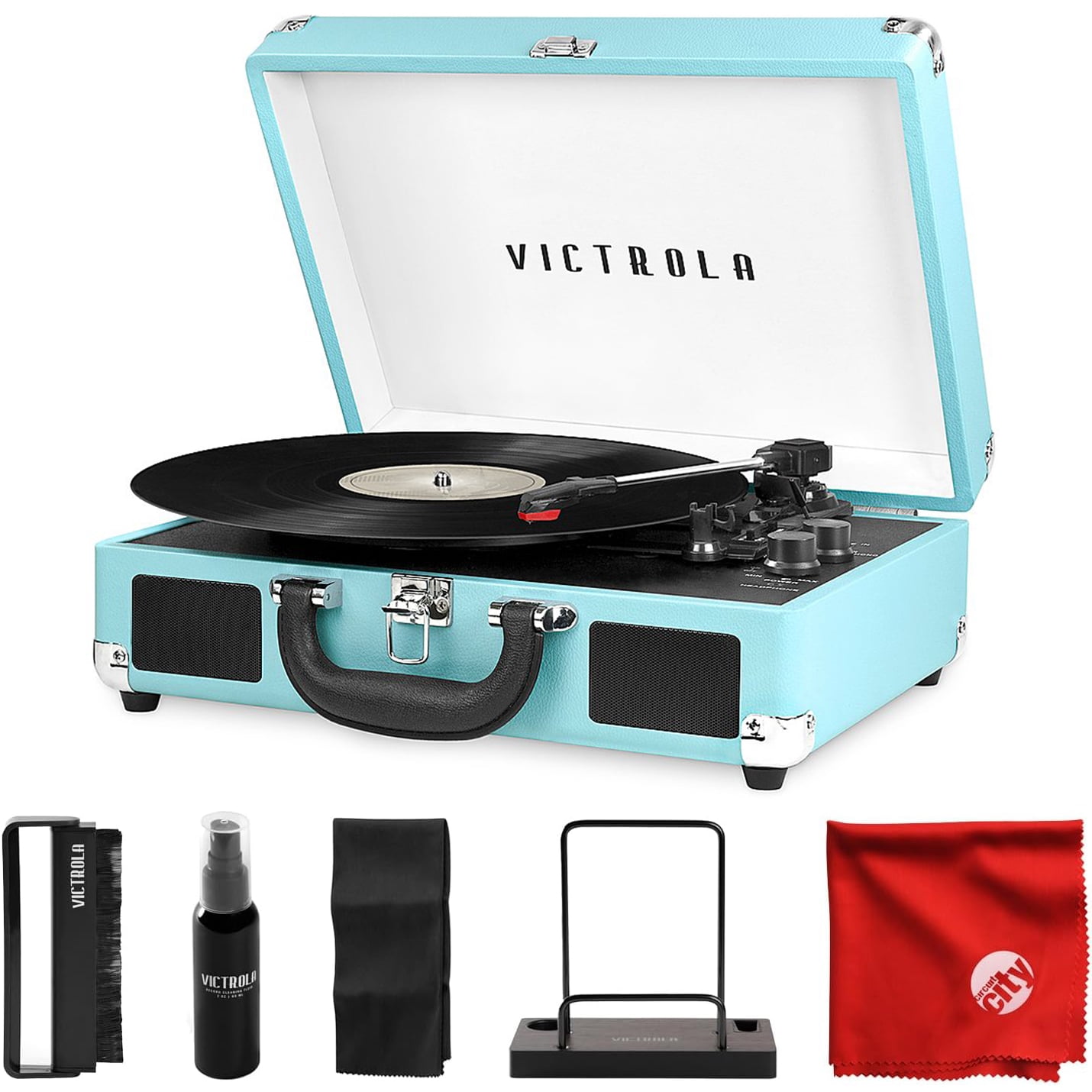 Victrolaヴィンテージ3スピードBluetoothスーツケースターンテーブルターンテーブル、ネクタイ染料 Victrola Vintage 3-Speed Bluetooth Suitcase Turntable with
