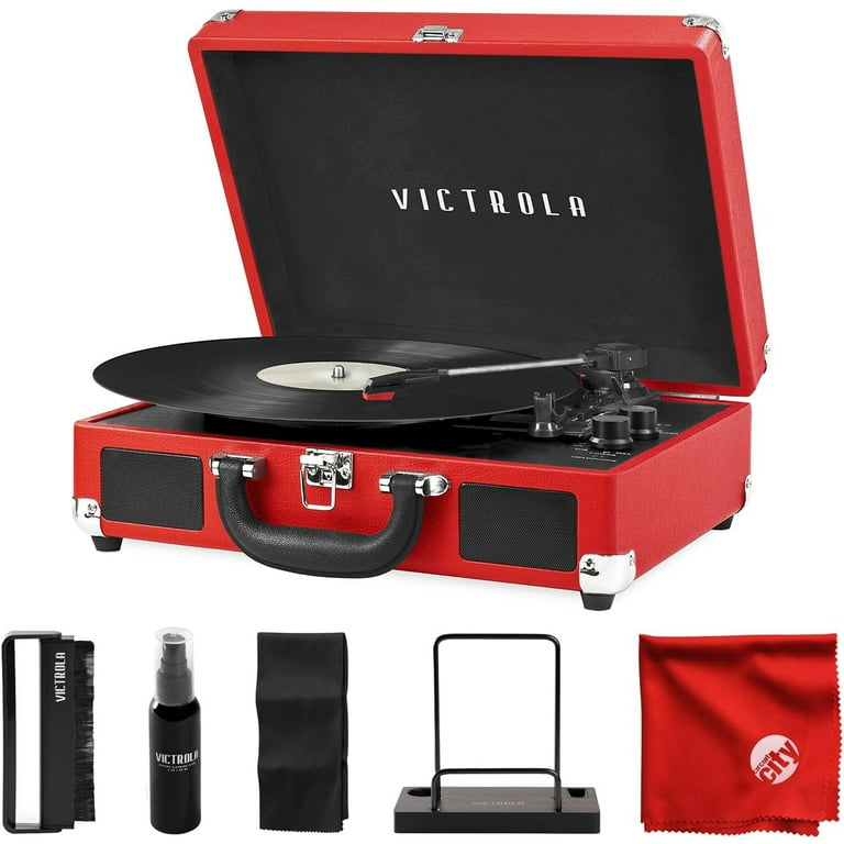  Victrola Vintage 3-Speed Bluetooth Portable Suitcase Record  Player with Built-in Speakers, Upgraded Turntable Audio Sound