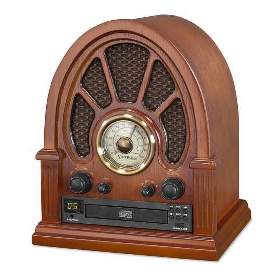 Victrola レトロ 木製 Bluetooth FM/AMラジオ ロータリーダイヤル エスプレッソ 並行輸入 レトロデザインの木製ラジオ（ Bluetooth 、 FM 、 AM 付き） - 中国