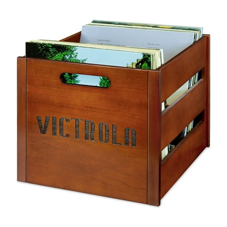 Victrola - Wooden Vinyl Record Crate - Mahogany