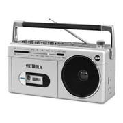 Victrolas Mini Bluetooth Boombox with Cassette Player, Recorder and AM/FM Radio