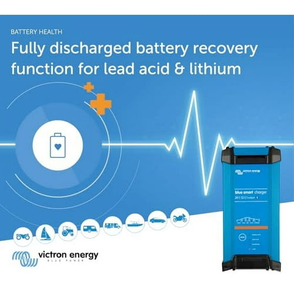 Victron Energy Blue Smart IP22 Smart Car Battery Charger 24V 12A, Trickle Charger, Float Charger and Desulfator for Motorcycle, ATV, RV, Lithium and Deep Cycle Batteries