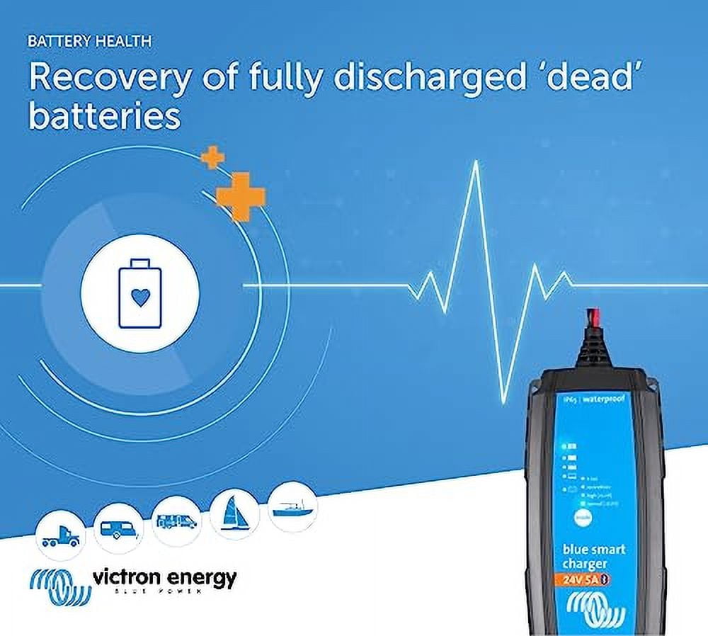 Victron Energy Blue Smart IP65 Smart Car Battery Charger 24V 5A, Float ...