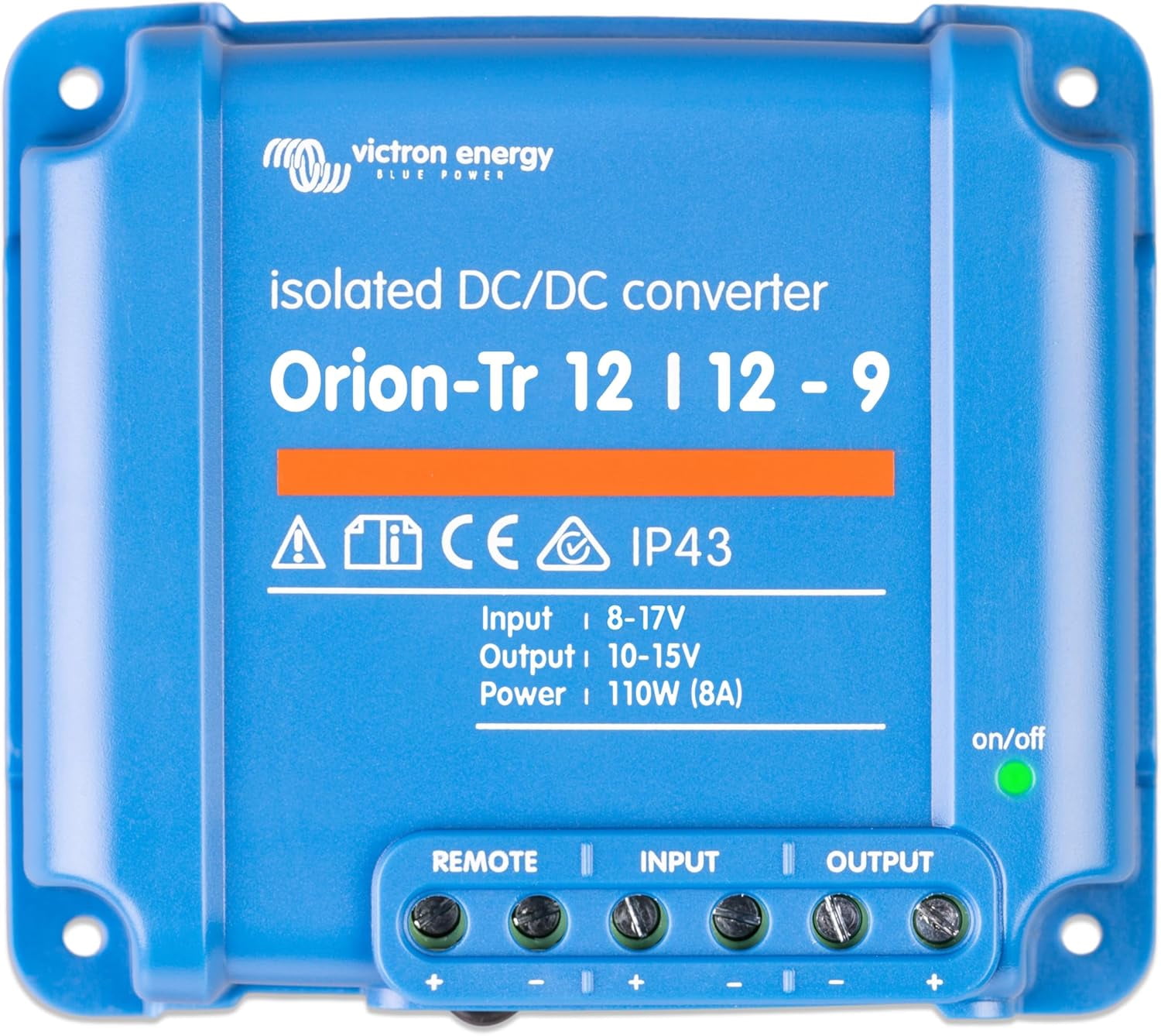 Victron Energy Orion-Tr IP43 12/12-Volt 9 amp 110-Watt DC-DC Inverter, Insulated