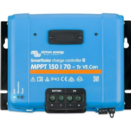 Victron Energy SmartSolar MPPT Tr VE. Can Solar Charge Controller (Bluetooth) - Charge Controllers for Solar Panels - 150V, 70 amp, 12/24/36/48-Volt