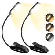 Victsing Rechargeable Book Light for Reading at Night, 2 Pack, 80H Reading, 3 Brightness Levels & 3 Color Temperatures, Lightweight Flexible Clip on Reading Lights for Books in Bed
