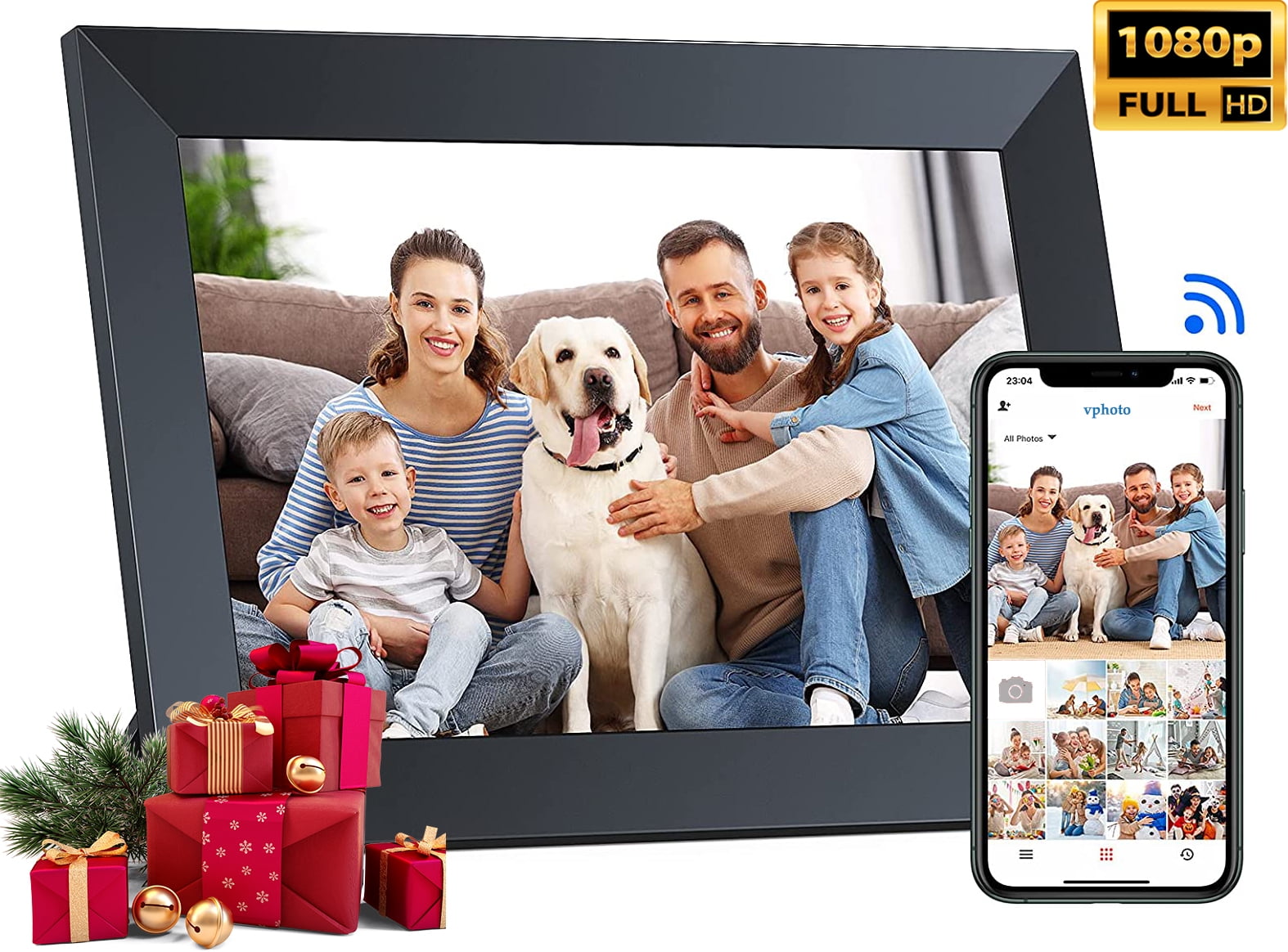 Victure Digital Picture Frame Wifi 10.1'' IPS 1280 x 800 Resolution Touch  Screen 16GB Built-in Storage Free App for Sharing Gift for Family and Friend