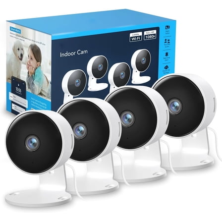 GC3 4-Pack CCTV Cameras for House Security, 1080P Indoor Camera with Pet/Baby Monitoring, Fixed Lens, 2 Way Audio, Cloud/SD, APP Control, Real-Time Alert, Works with Alexa, 2.4GHz WiFi
