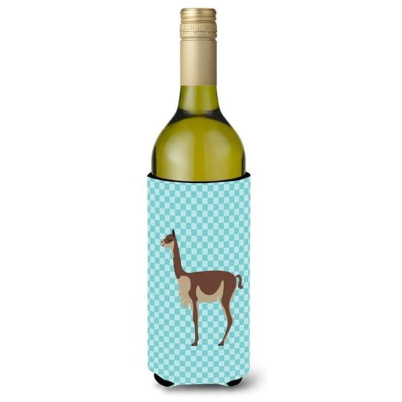 Vicugna or Vicuna Blue Check Wine Bottle Beverge Insulator Hugger