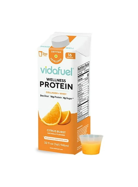 Vida Fuel Wellness Protein Oral Supplement Citrus Burst Flavor 32 oz Reclosable Carton 1 Count