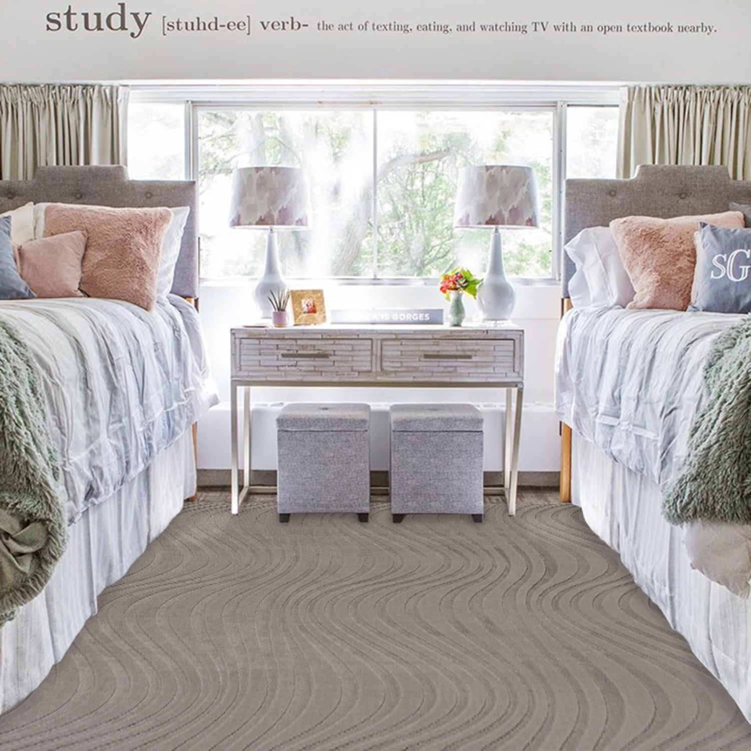 Vida Lomira Shag Striped Gray Area Rug, 5x8